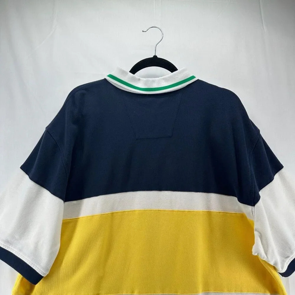 NAUTICA Polo Shirt Mens 2XL Pique Cotton Colorblock Short Sleeve Blue/Yellow - Picture 4 of 9